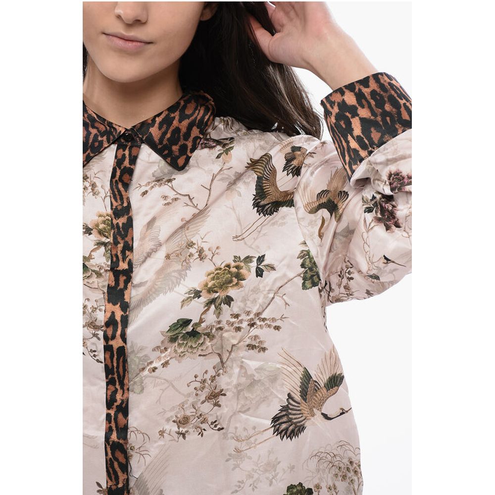 AllSaints Bedruckte Satin SOFI Bluse mit verstecktem Verschluss