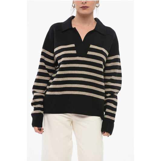 Rag&Bone Gestreifter Pullover aus Wollmischung mit Polokragen und Markise