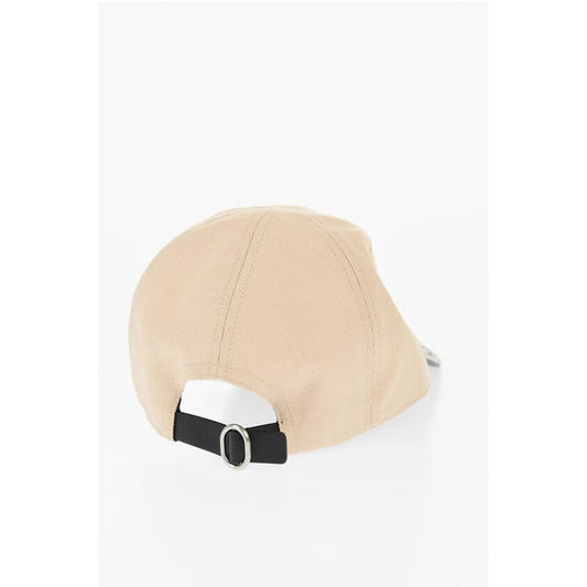 Jil Sander Mütze aus Baumwolle und Leinen mit Lederdetails
