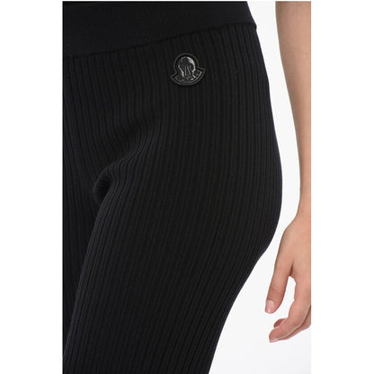 Moncler Gerippte Bootcut-Leggings mit Reißverschluss an den Knöcheln