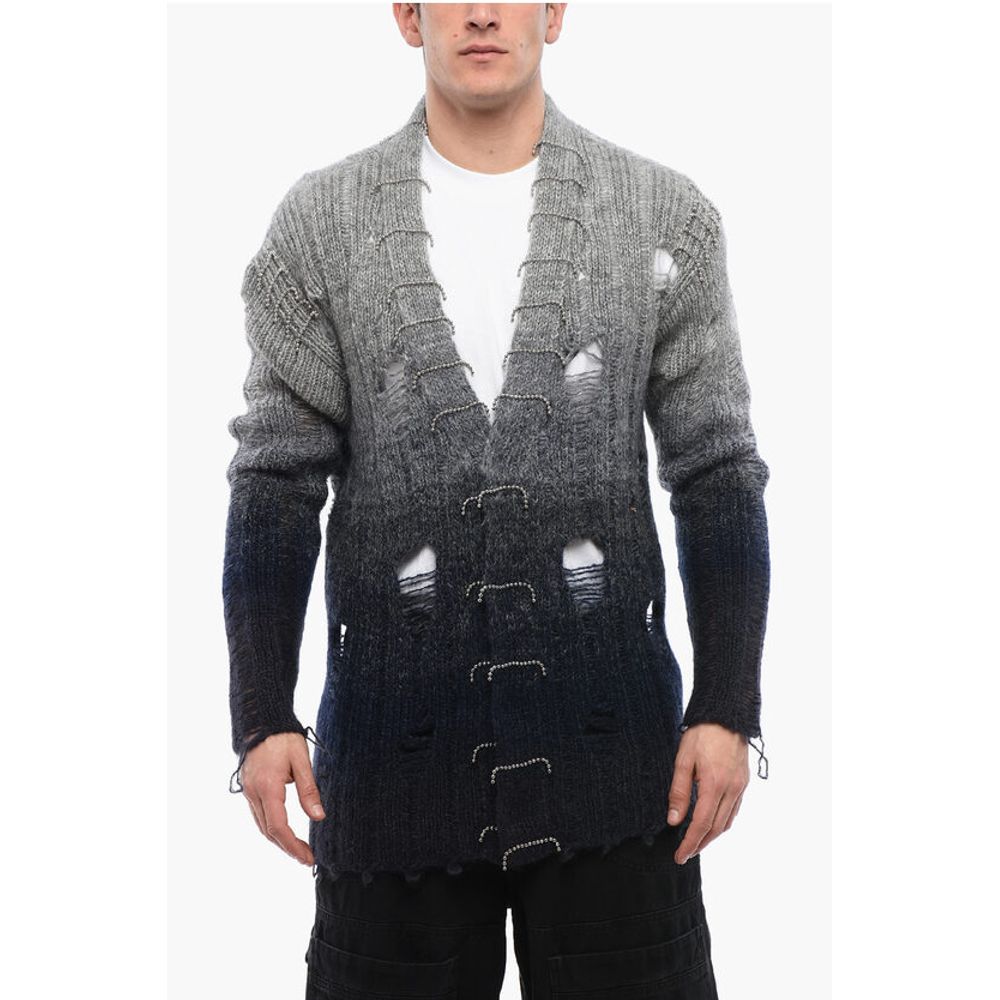 Off-White Strickjacke aus Wolle mit Perlen-Detail mit Distressed-Effekt