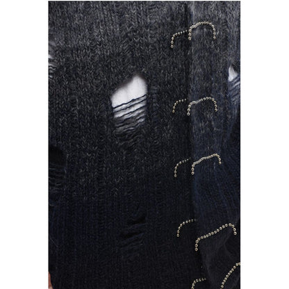 Off-White Strickjacke aus Wolle mit Perlen-Detail mit Distressed-Effekt
