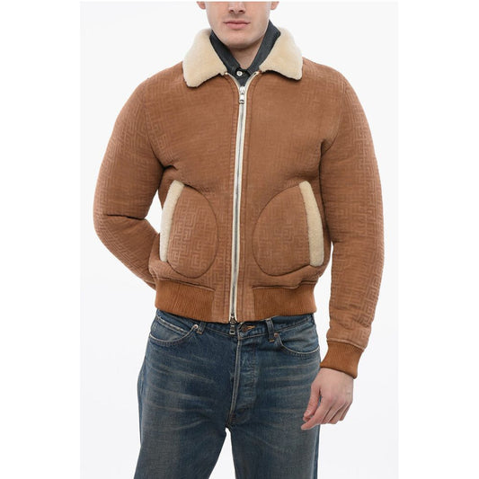 Balmain Bomberjacke aus Shearling mit Monogramm