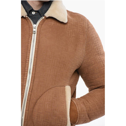 Balmain Bomberjacke aus Shearling mit Monogramm