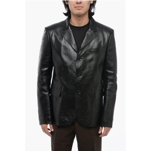 Versace Einreihiger Blazer aus gehämmertem Leder