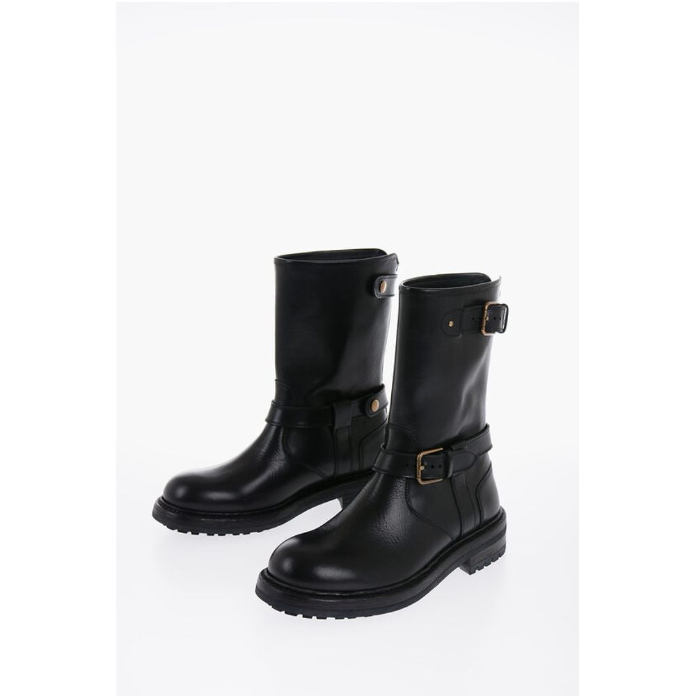 Dolce & Gabbana Lederstiefel mit Reißverschluss und Schnallen
