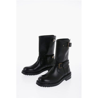 Dolce & Gabbana Lederstiefel mit Reißverschluss und Schnallen