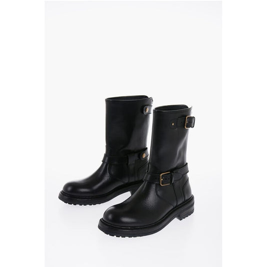 Dolce & Gabbana Lederstiefel mit Reißverschluss und Schnallen