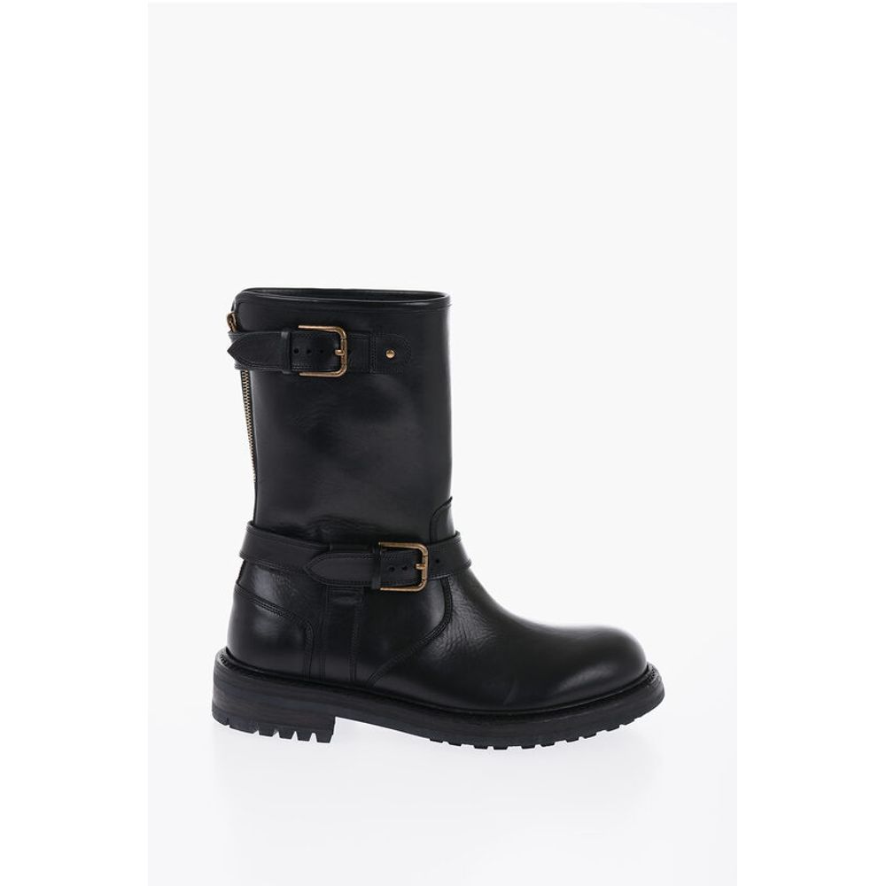 Dolce & Gabbana Lederstiefel mit Reißverschluss und Schnallen