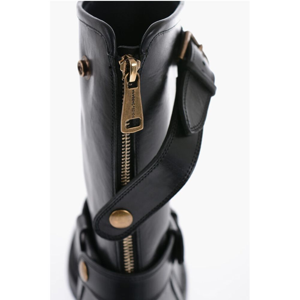 Dolce & Gabbana Lederstiefel mit Reißverschluss und Schnallen