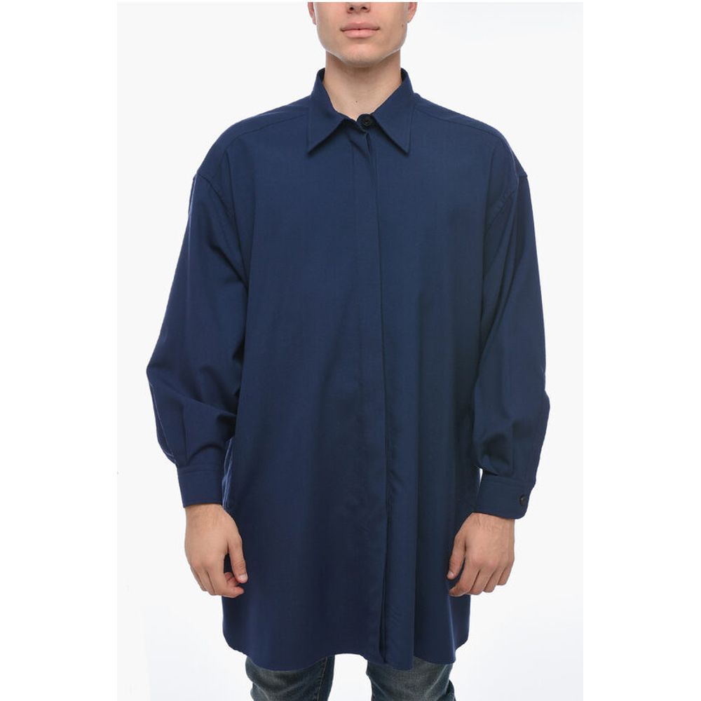 Destin Twill-Wolle LINDA Überhemd mit versteckter Knopfleiste