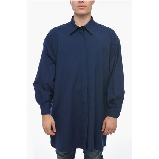 Destin Twill-Wolle LINDA Überhemd mit versteckter Knopfleiste