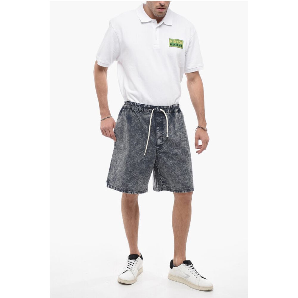 J.Press Denim-Shorts mit weitem Bein und Kordelzug