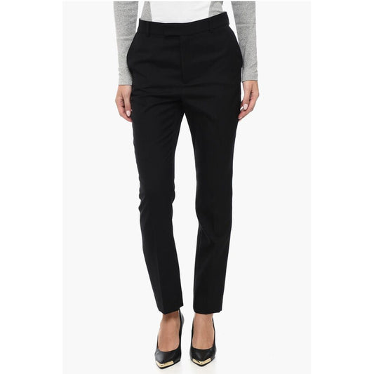 Celine Gabardine-Hose aus Wolle mit Plisseefalten vorne