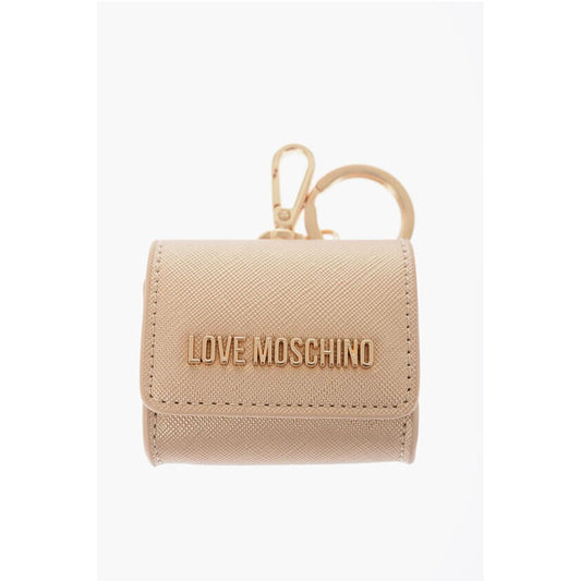 Moschino LOVE Saffiano-Kunstleder-Münzgeldbörse mit Schlüsselhalter