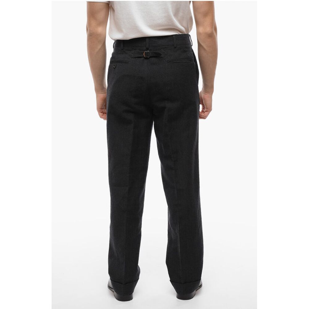 J.Press Baggy Fit-Hose aus Wolle und Leinen mit Bündchen am Saum
