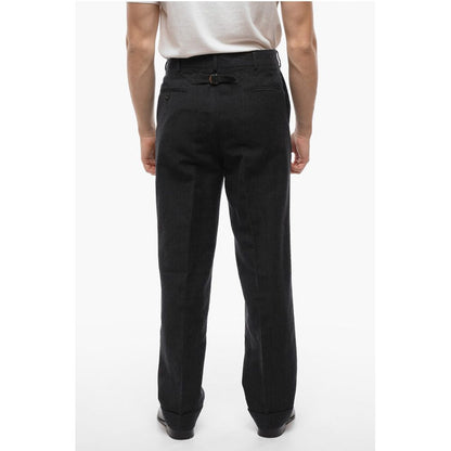 J.Press Baggy Fit-Hose aus Wolle und Leinen mit Bündchen am Saum