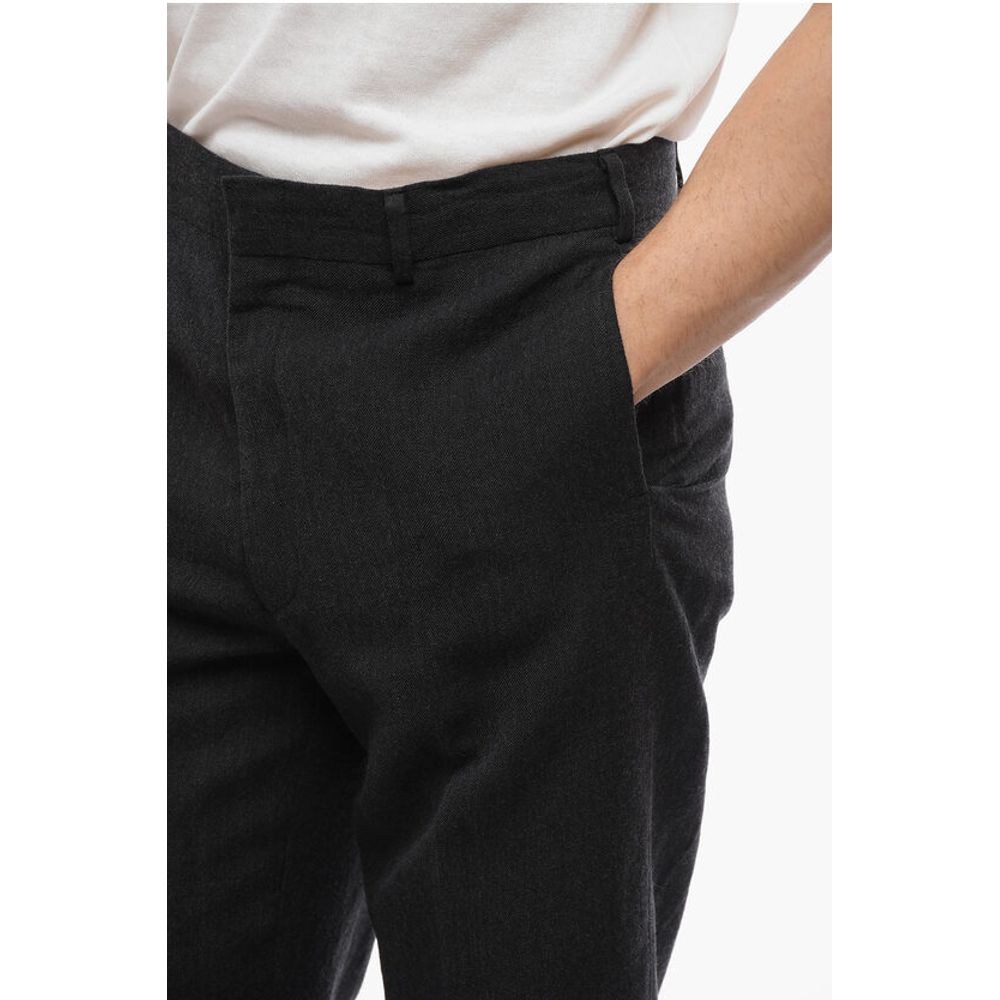 J.Press Baggy Fit-Hose aus Wolle und Leinen mit Bündchen am Saum