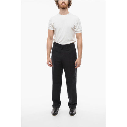 J.Press Baggy Fit-Hose aus Wolle und Leinen mit Bündchen am Saum