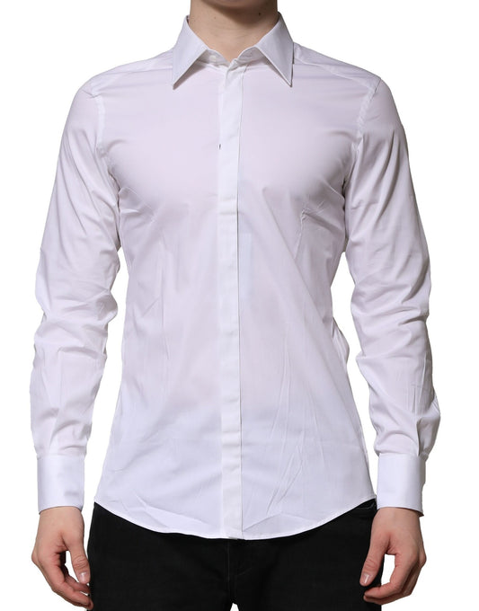 Dolce & Gabbana Weißes MARTINI Langärmeliges Kleid Formales Hemd