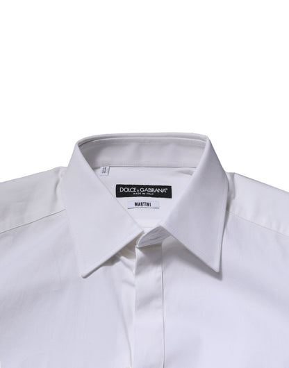 Dolce & Gabbana Weißes MARTINI Langärmeliges Kleid Formales Hemd