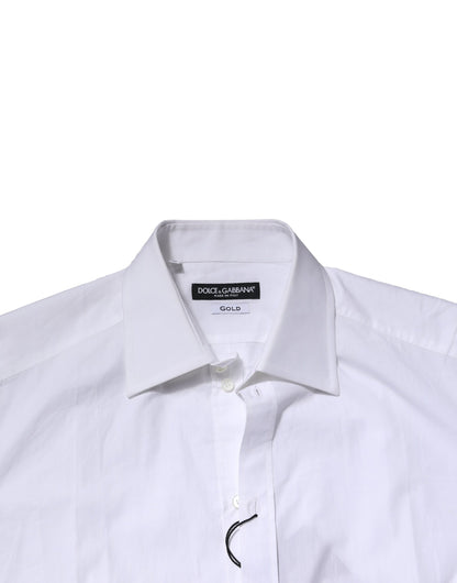Dolce & Gabbana Weißes Baumwollhemd mit langen Ärmeln GOLD Formelles Hemd