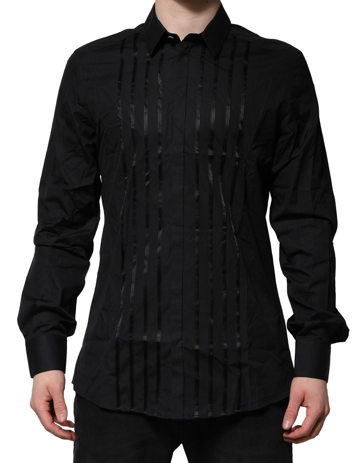 Dolce & Gabbana Schwarzes Baumwolle GOLD Herrenhemd