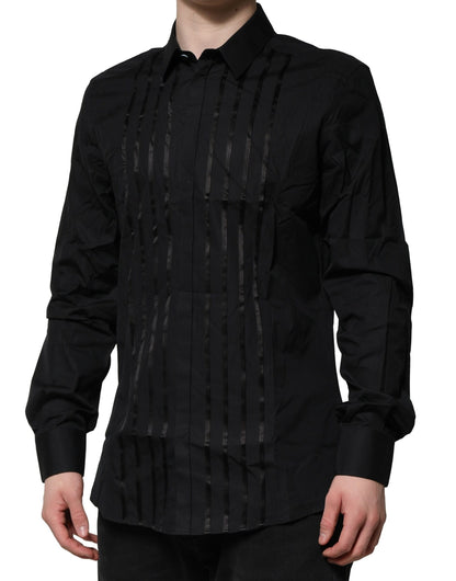 Dolce & Gabbana Schwarzes Baumwolle GOLD Herrenhemd