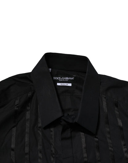 Dolce & Gabbana Schwarzes Baumwolle GOLD Herrenhemd