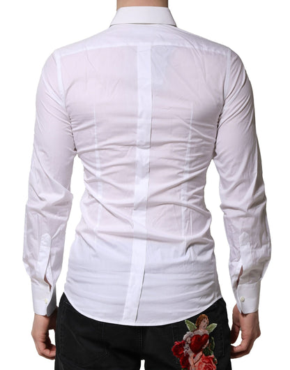 Dolce & Gabbana Weißes Hemd mit Blumenstickerei Herren GOLD Formal