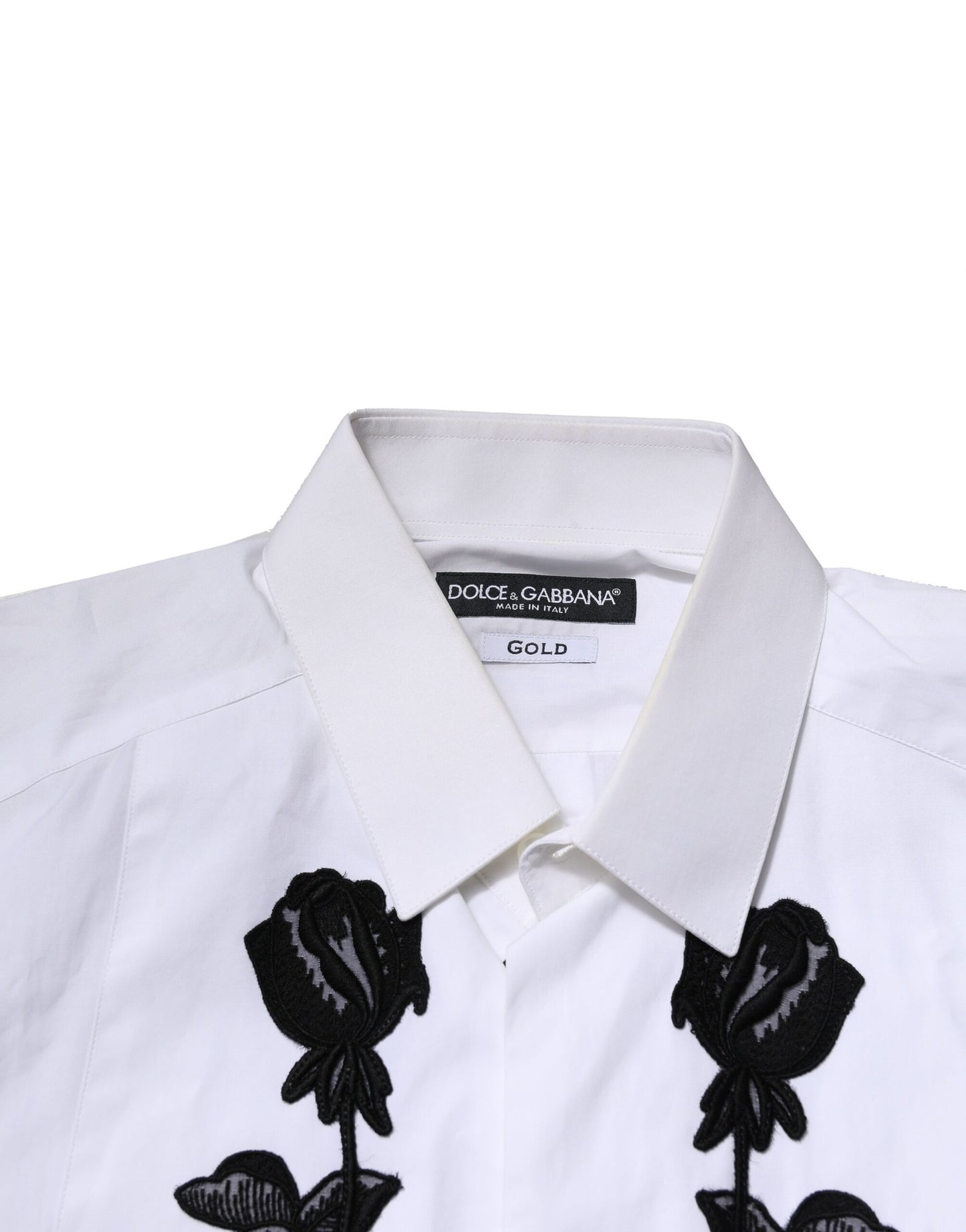 Dolce & Gabbana Weißes Hemd mit Blumenstickerei Herren GOLD Formal