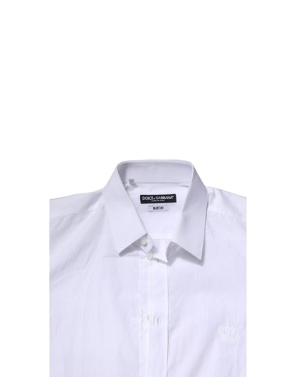 Dolce & Gabbana Weißes MARTINI Langärmeliges Herrenhemd Formal