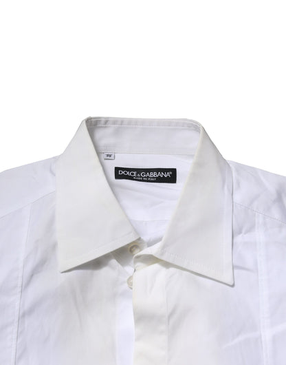 Dolce & Gabbana Weißes Popeline-Baumwollhemd für formelle Herren