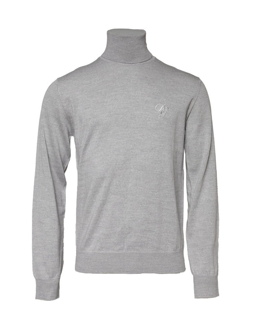 Dolce & Gabbana Grauer langärmeliger Rollkragenpullover Pullover