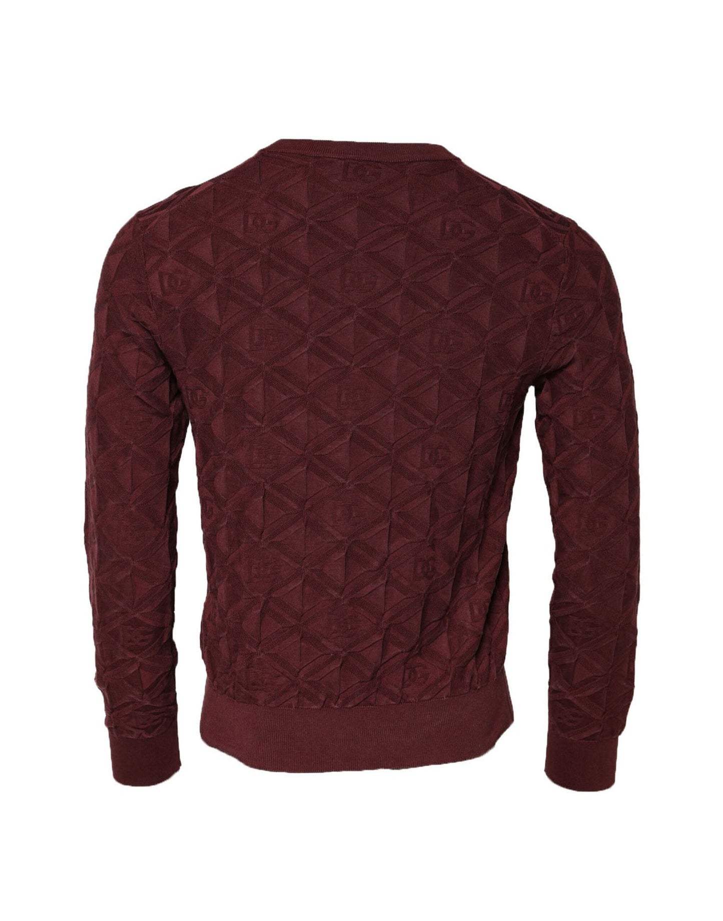 Dolce & Gabbana Bordeauxfarbener Pullover mit Rundhalsausschnitt aus Seidenstrick