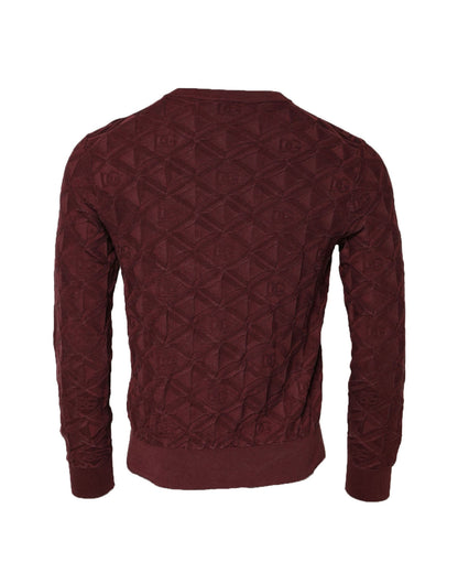 Dolce & Gabbana Bordeauxfarbener Pullover mit Rundhalsausschnitt aus Seidenstrick