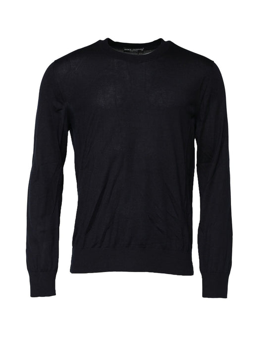 Dolce & Gabbana Schwarzer langärmeliger Pullover mit Rundhalsausschnitt