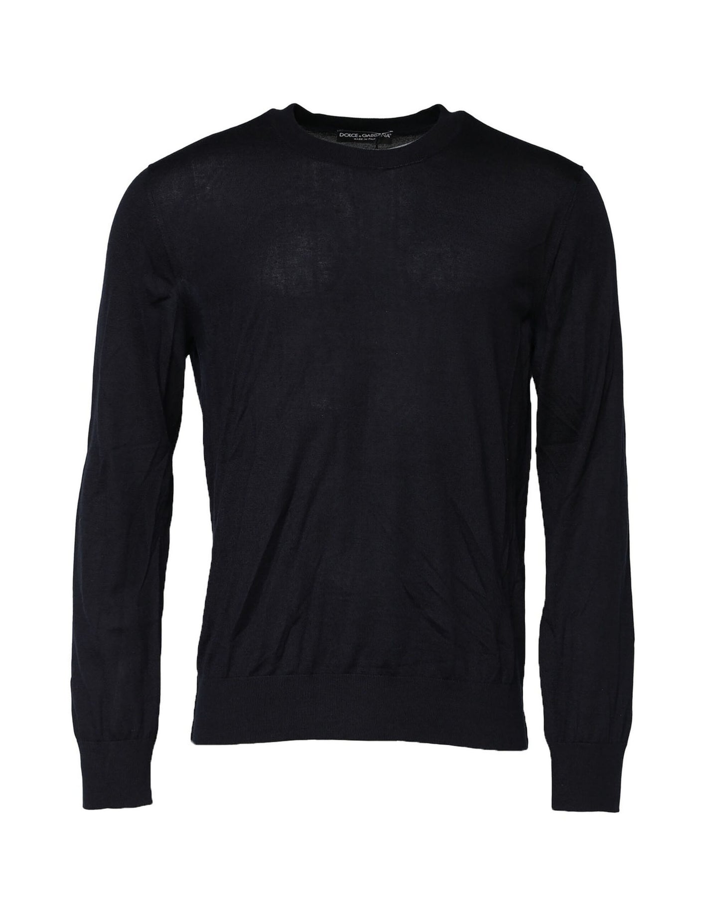 Dolce & Gabbana Schwarzer langärmeliger Pullover mit Rundhalsausschnitt