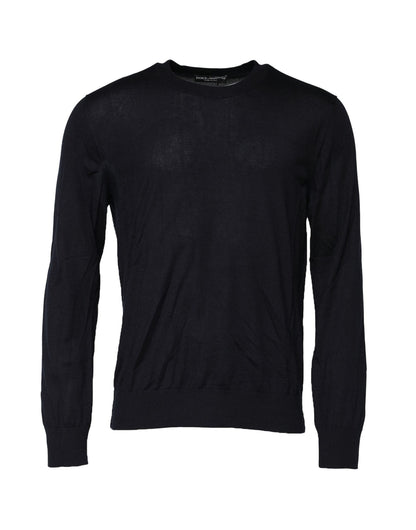 Dolce & Gabbana Schwarzer langärmeliger Pullover mit Rundhalsausschnitt