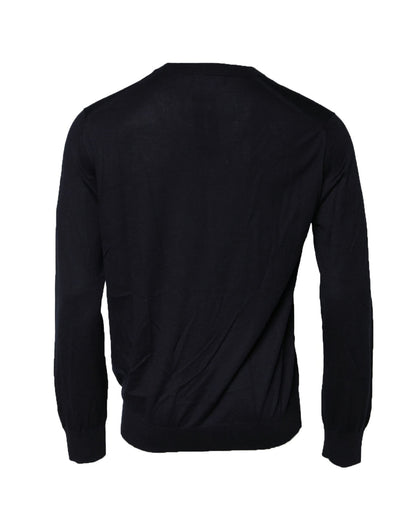 Dolce & Gabbana Schwarzer langärmeliger Pullover mit Rundhalsausschnitt