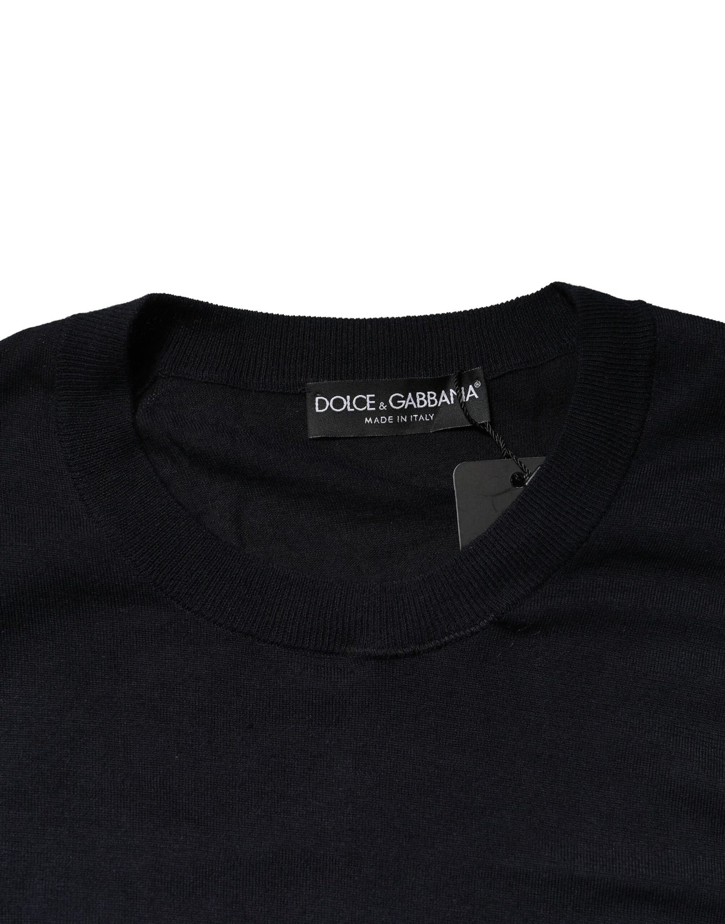 Dolce & Gabbana Schwarzer langärmeliger Pullover mit Rundhalsausschnitt
