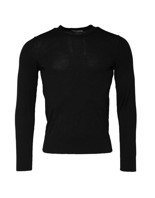 Dolce & Gabbana Schwarzer langärmeliger Pullover mit Rundhalsausschnitt