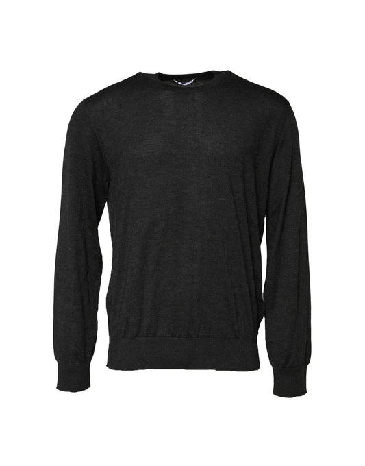Dolce & Gabbana Grauer Pullover mit Rundhalsausschnitt und langen Ärmeln
