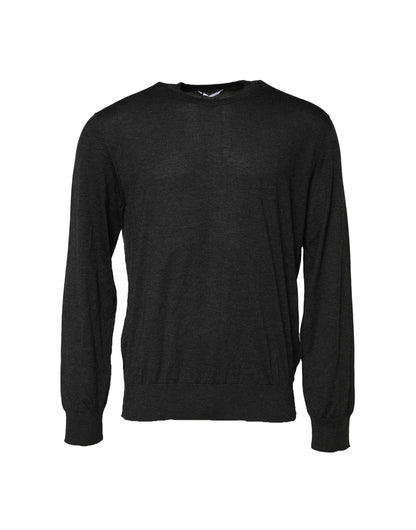 Dolce & Gabbana Grauer Pullover mit Rundhalsausschnitt und langen Ärmeln