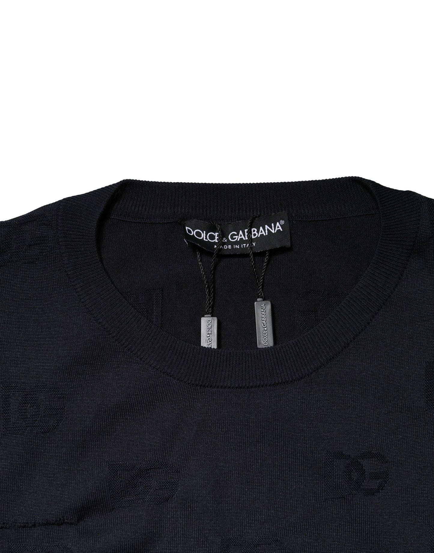 Dolce & Gabbana Schwarzes Seiden-Rundhals-Sweatshirt Pullover