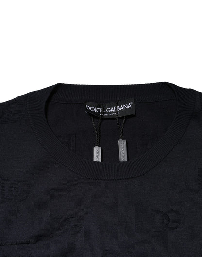 Dolce & Gabbana Schwarzes Seiden-Rundhals-Sweatshirt Pullover