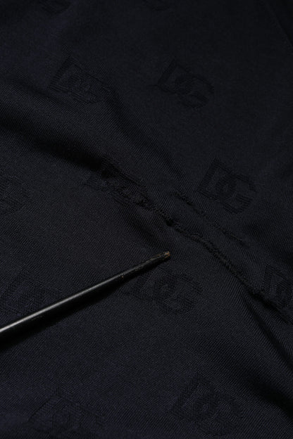 Dolce & Gabbana Schwarzes Seiden-Rundhals-Sweatshirt Pullover