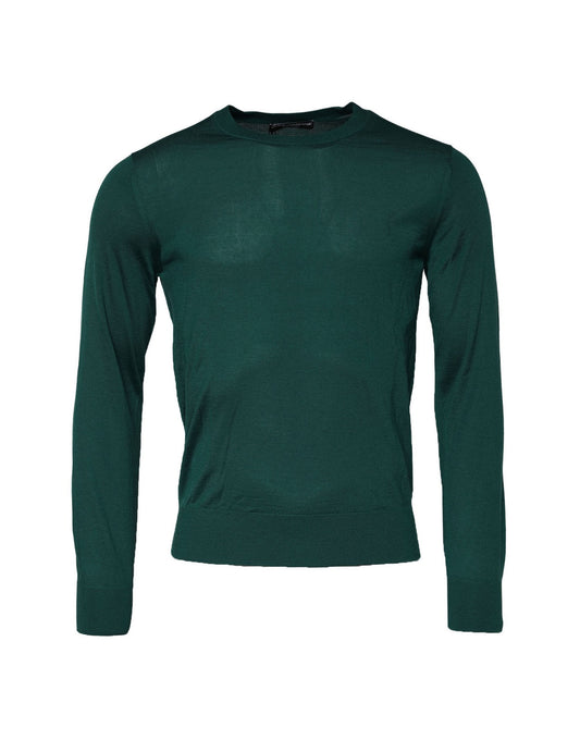 Dolce & Gabbana Grünes Kaschmir-Rundhals-Sweatshirt Pullover