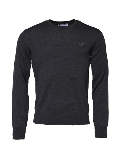 Dolce & Gabbana Dunkelgrauer Pullover mit Rundhalsausschnitt aus Wolle