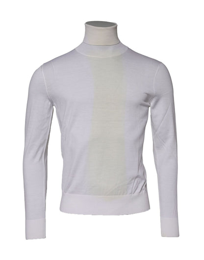Dolce & Gabbana Weißer Woll-Rollkragenpullover für Männer Pullover